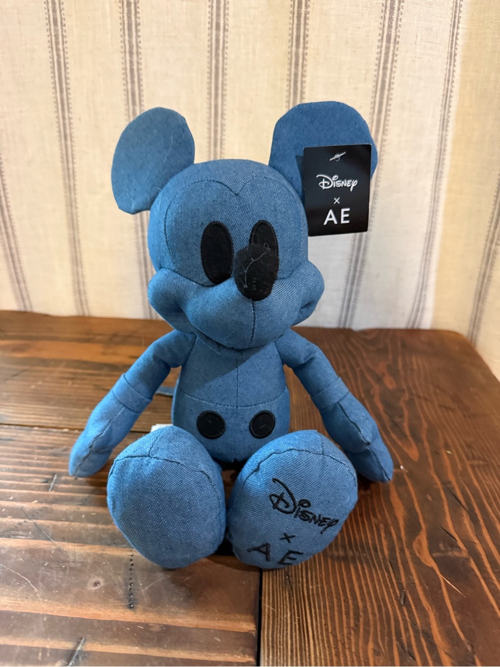 Disney/AE Blue Mickey Mouse Denim-Style Plush